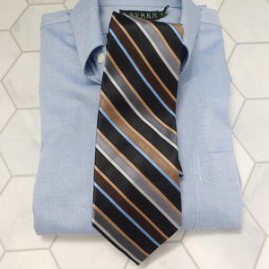 Excellent Used Condition Men's BACHRACH 100% Silk Hand Made Repp Stripe Tie